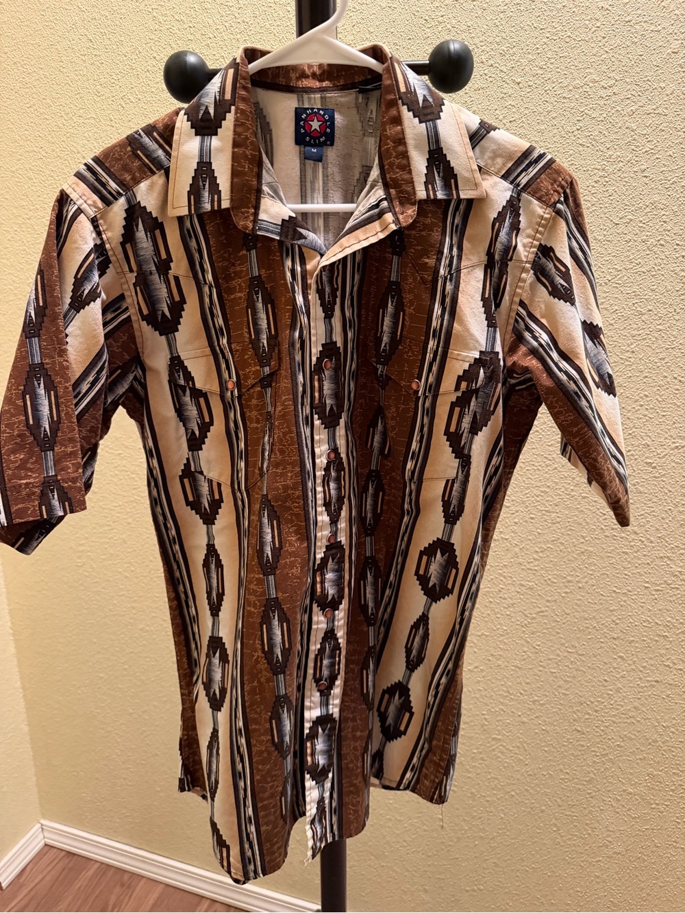 Panhandle Slim Brown and Cream Southwestern Print Button-Down Shirt